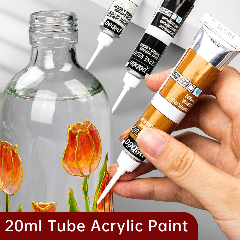 アクリルガラスペイントレリーフテクスチャ顔料 DIY ハンドペイント 20 ミリリットルフックラインツールスタイリングペン絵画画材ガラス用