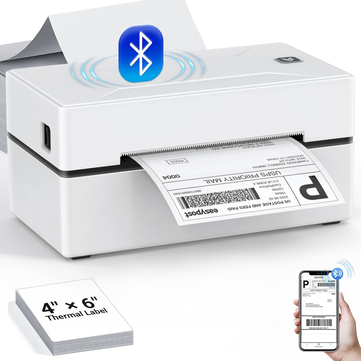 Marklife 感熱ラベルプリンター D100 ポータブル Bluetooth ワイヤレス小型配送 4X6 インチプリンターサポート Android Mac iOS Windows