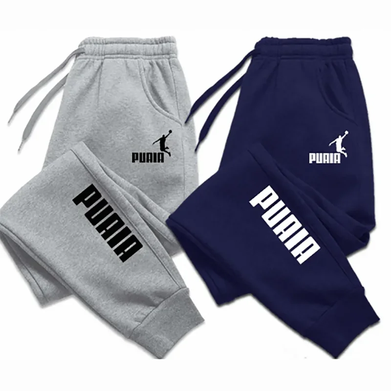 PUAIA プリントメンズパンツ秋/冬の新スポーツジョギングパンツフィットネスルーズフィット服ソリッドカラーの衣装ストリートパンツ