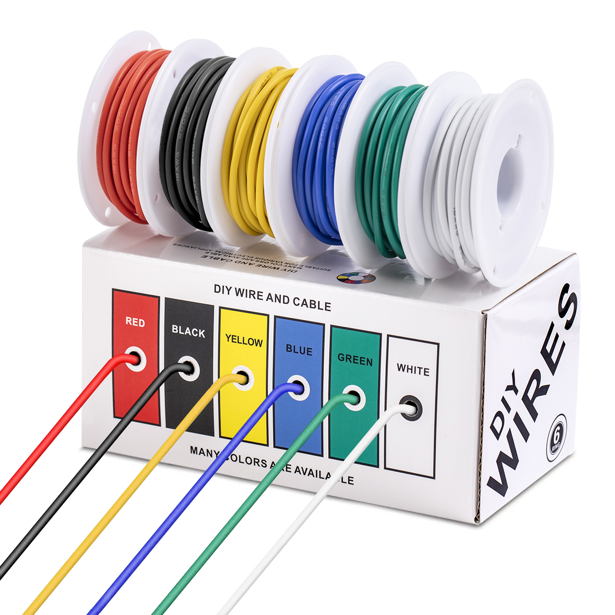 16/18/20/22/24/26/28 AWG 電線、6 色撚り線錫メッキ銅柔軟なシリコンフックアップワイヤーキット電気 DIY/車用