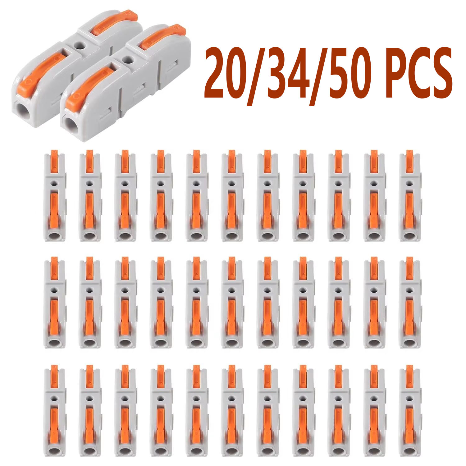 20/34/50PCS レバーワイヤコネクタ、1対1インライン組み立て可能なワイヤコネクタ、電気コネクタワイヤ端子