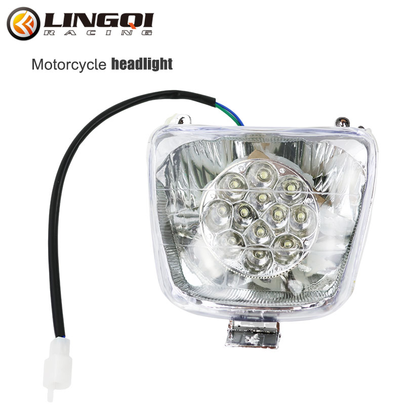LINGQI RACING Motorcycle Square Headlight High Low Beam Head Light For Off Road ATV Electric Bicycle Pit Dirt Bike Accessories