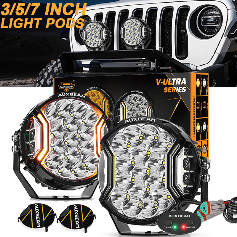 AUXBEAM 1 ペア 3 インチ 5 インチ 7 インチ LED ワークライトポッドデイドライビングランプ LED サイドシューターポッドライト ATV UTV SUV オフロード用