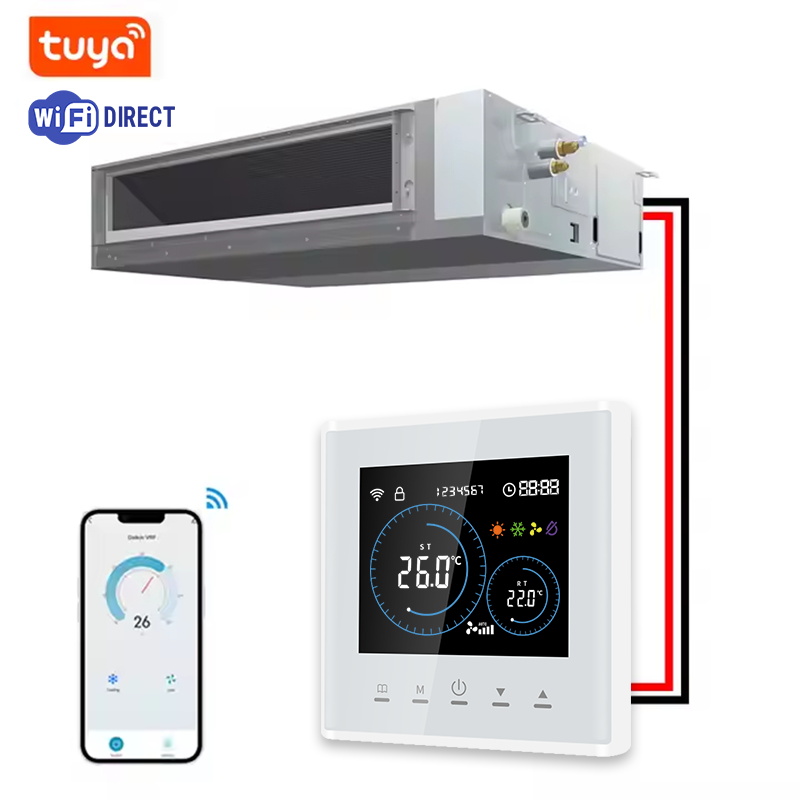 スマート Wifi サーモスタット AC 省エネ HVAC ファンコイル温度コントローラ病院の冷蔵室用の柔軟な四角形