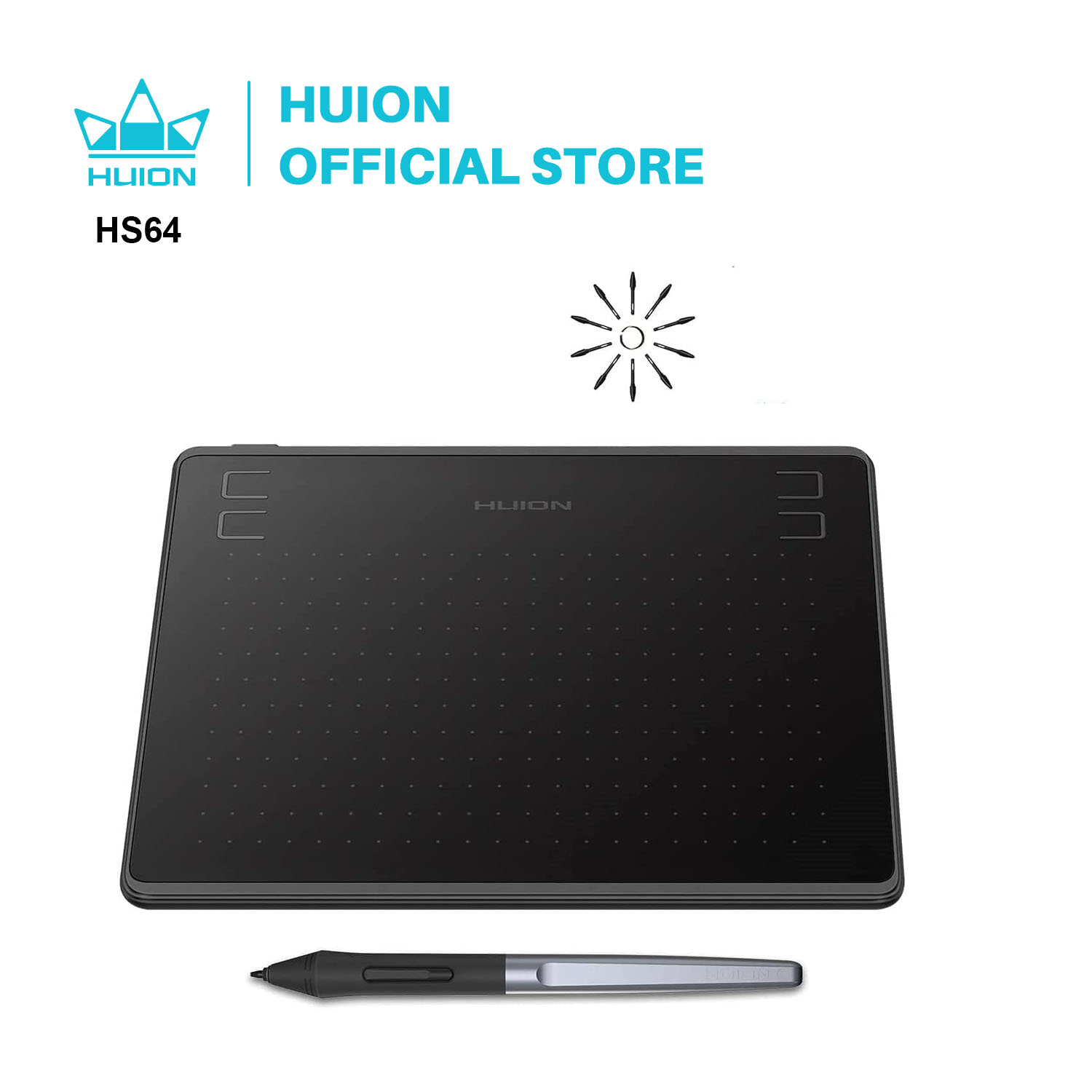 HUION HS64 6x4 インチグラフィック描画タブレット電話タブレットペイントツール、バッテリー不要のスタイラス付き Android Windows および macOS 用