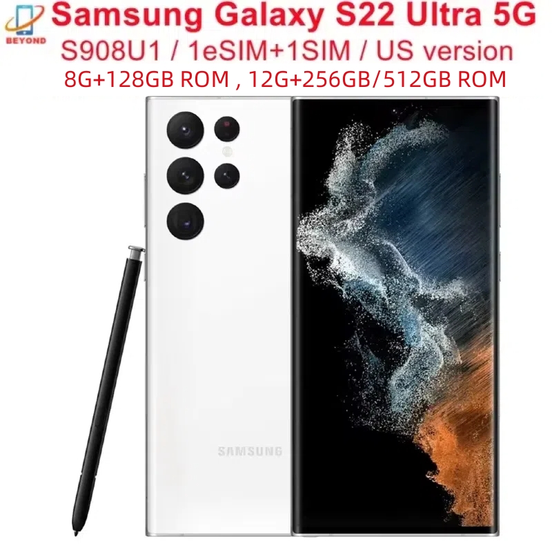 C Samsung Galaxy S22 Ultra 5G S908U S22U 6.8インチ ROM 128GB/256/512GB RAM 8GB/12GB Snapdragon 8 NFC S ペンロック解除済みスマート携帯電話