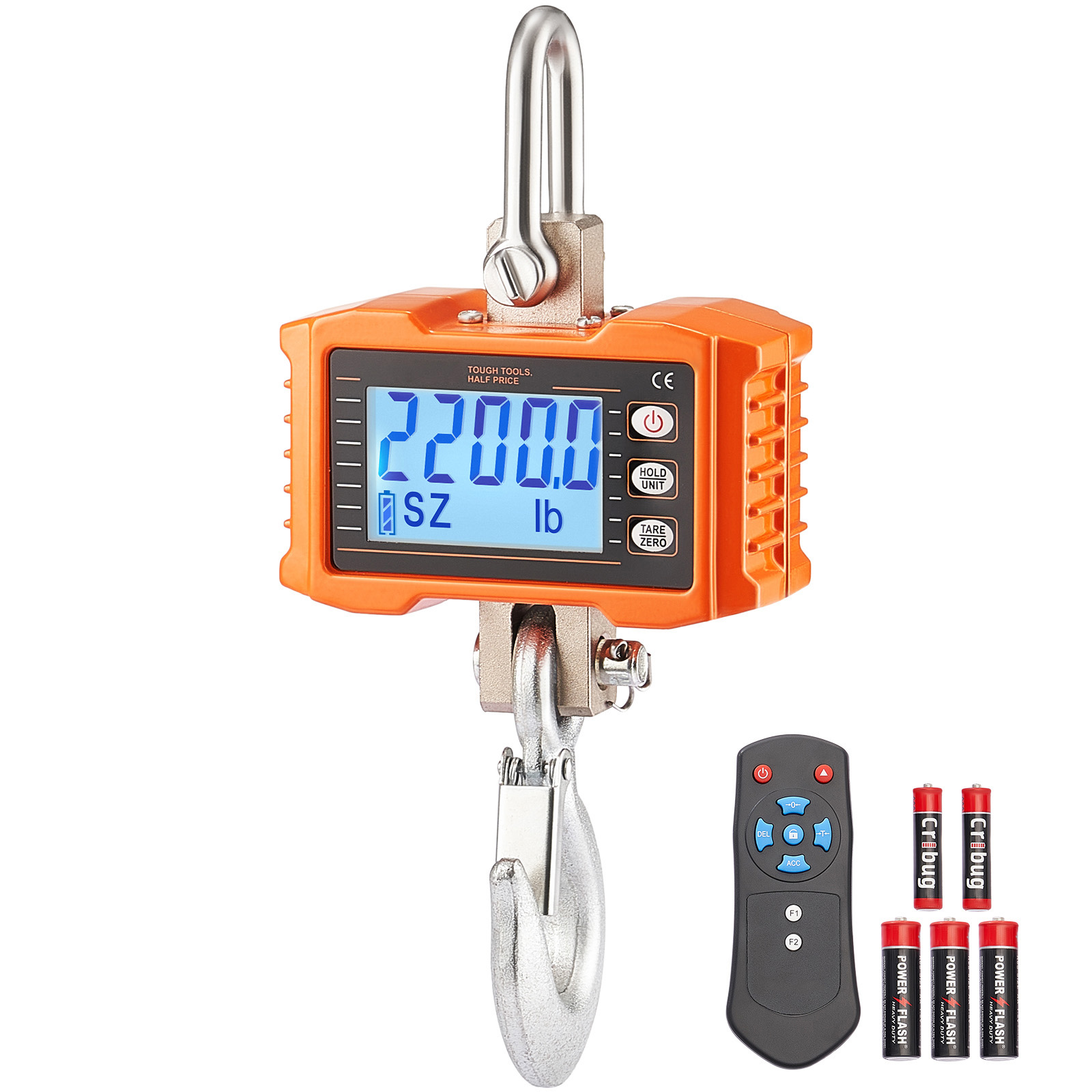 SucceBuy 1000kg/2000kg デジタルハンギングスケール ポータブル リモコン付き 工場用クレーンスケール LCDバックライト 工業用スケール