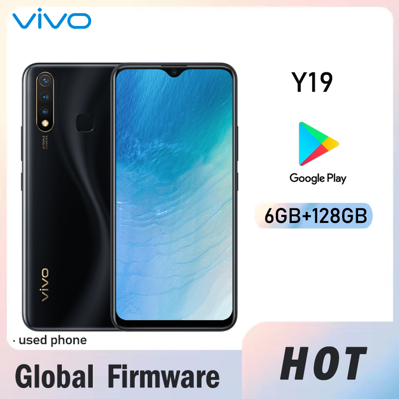 グローバルファームウェア VIVO Y19 スマートフォン 4G LTE 6GB 128GB Android 9 13MP 2MP 良好な状態の指紋 5000mAh 中古電話