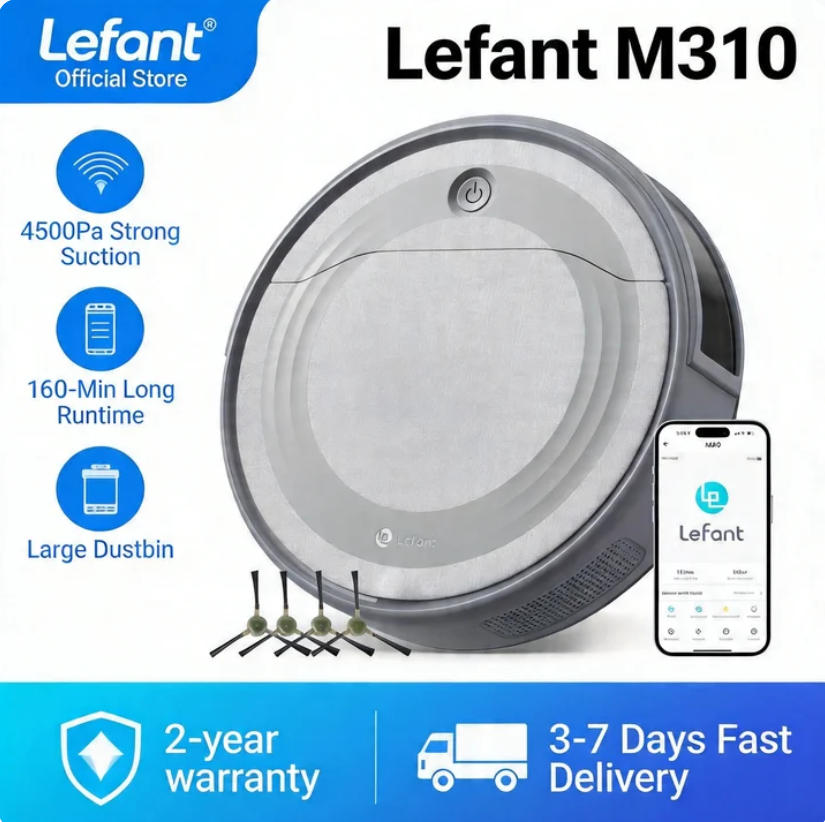 Lefant M310 ロボット掃除機 – 4500Pa 吸引力、超スリム