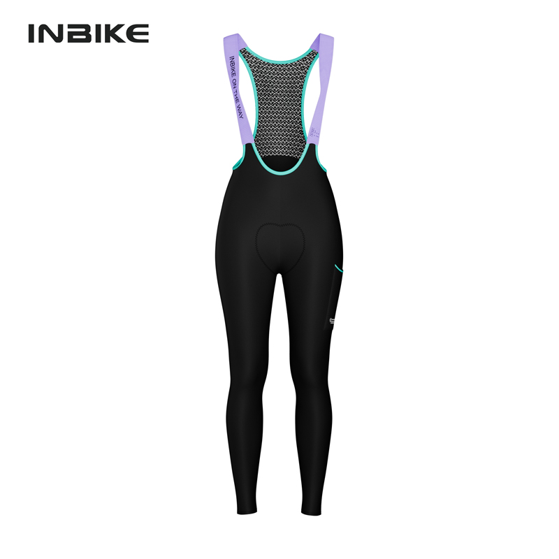 INBIKE 冬​​プロフェッショナルサイクリングビブパンツ女性のための防風フリースサイクリング服パンツゲルパッド入り道路自転車 MTB パンツ
