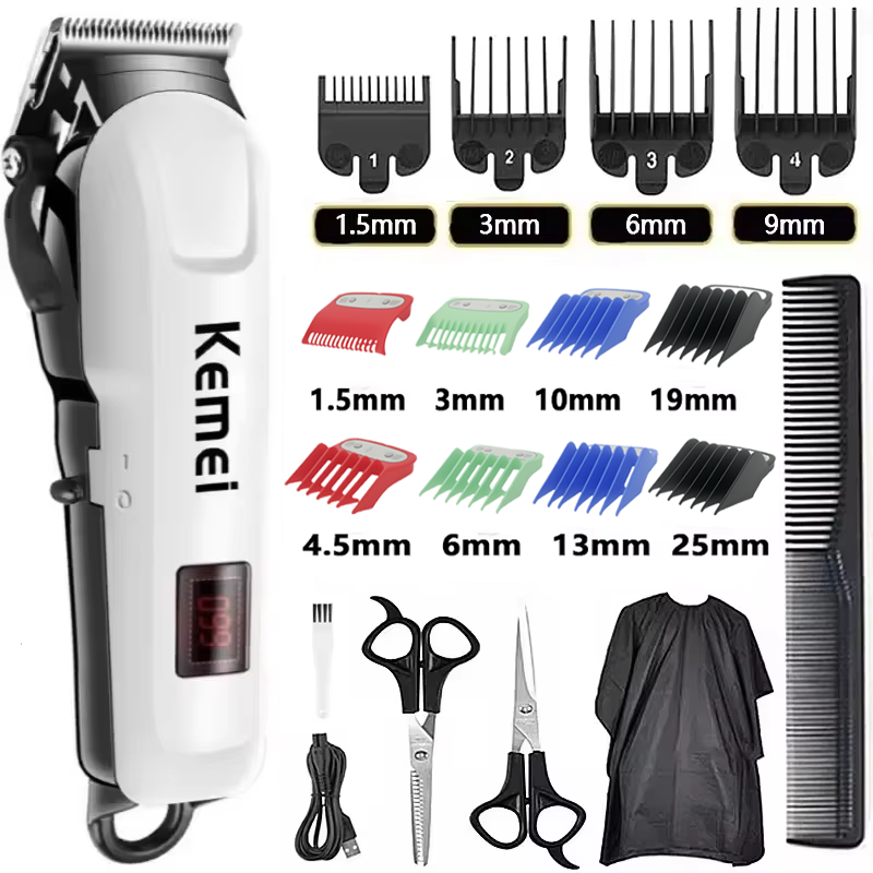 Kemei 809A プロのヘアトリマー調節可能な電気コード/コードレスバリカン男性散髪機 Led ディスプレイ
