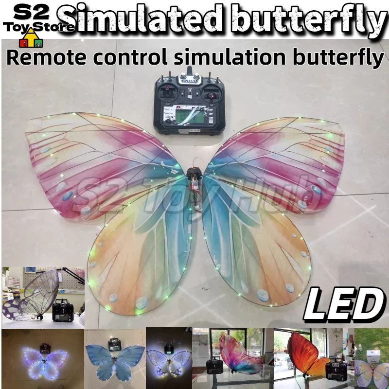 魔法のLED RCバタフライドローン飛行バイオニック昆虫おもちゃ、カラフルな羽付き、結婚式のプロポーズ、誕生日パーティーの装飾に最適