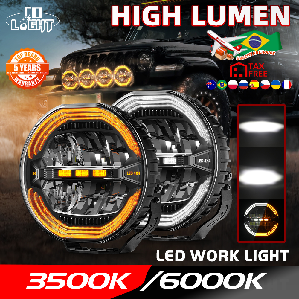 CO LIGHT 2026 最新アンバーホワイト DRL グレア 9 インチラウンド補助 Led 駆動ヘッドランプトラックライト SUV オフロード使用