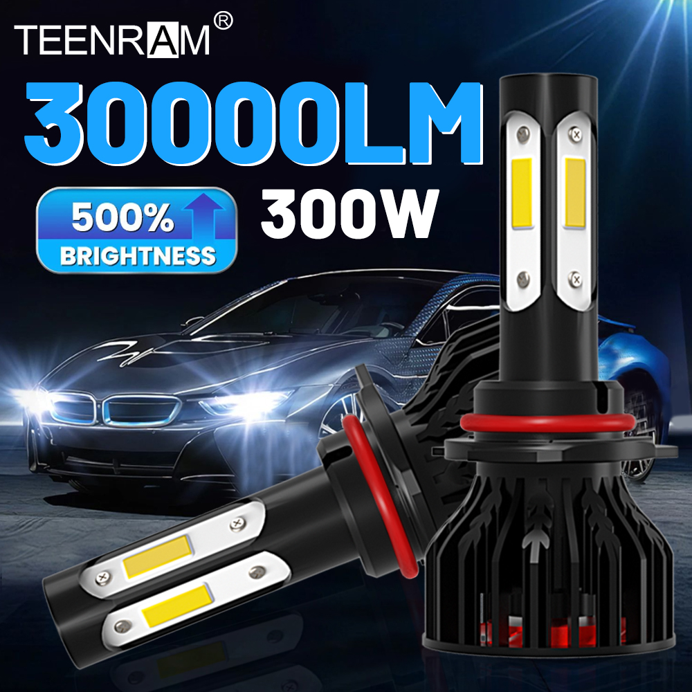 2 個 4 サイド LED ヘッドライト電球 30000LM H1 H4 H7 H11 9005 9006 9004 9007 9012 6000K ホワイトオートヘッドランプ 12V 24V フォグランプ