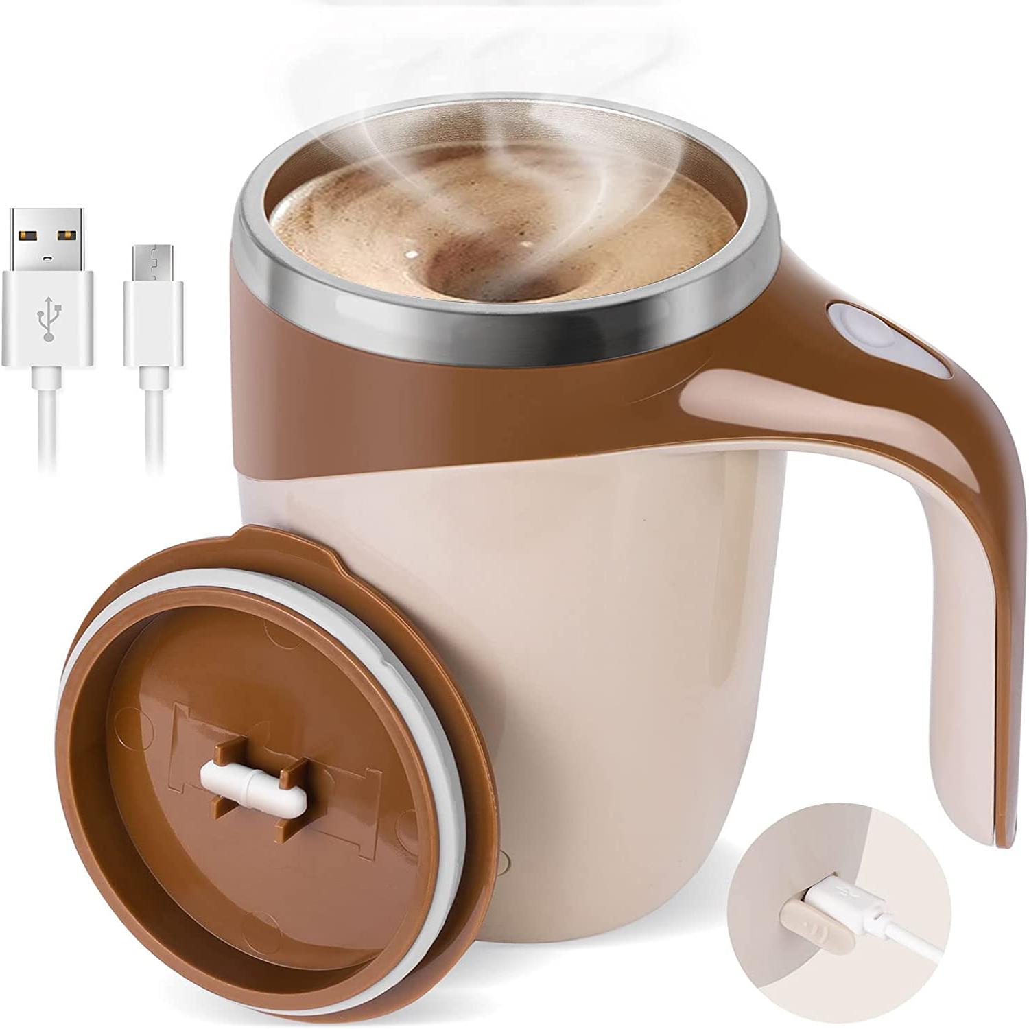自動ミキシングカップ撹拌コーヒーマグ電動ミルクマグステンレス鋼混合磁気回転 USB 充電ジュース水カップ