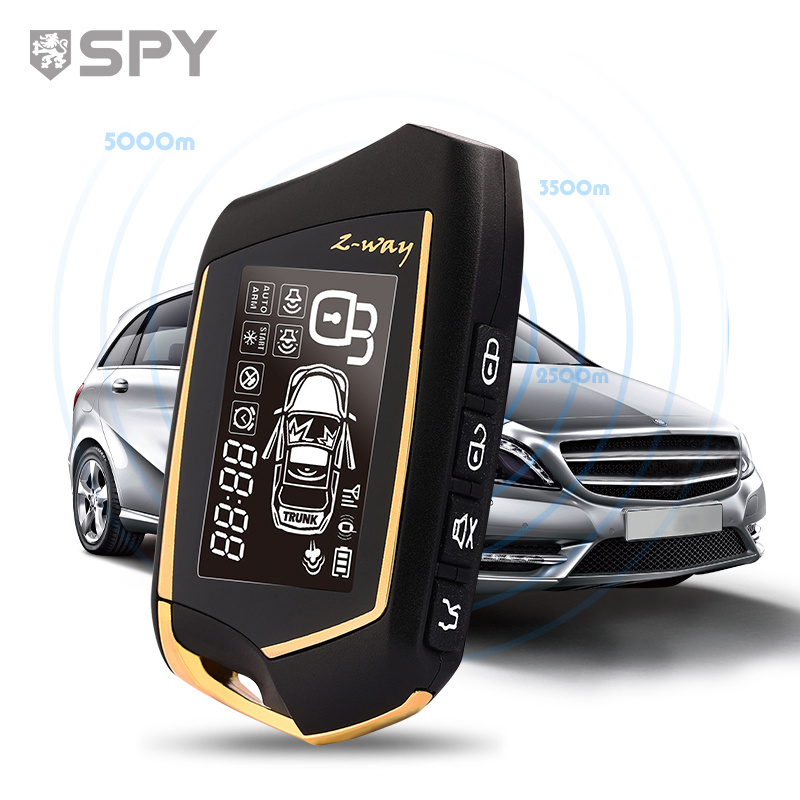 SPY DC 12V 2ウェイカーアラームシステム ユニバーサル自動リモートスタートLcdスマートキー 2双方向リモコン付き