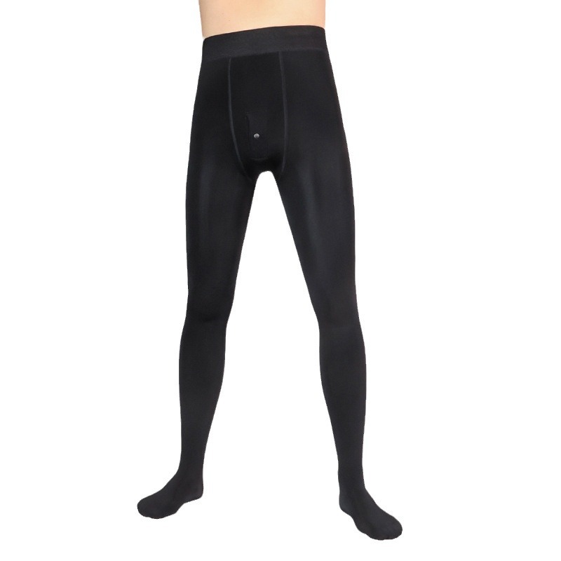 男性ロング Lohns パンスト素足暖かい底パンツストレッチフリース防風スリムストッキング U 凸ポーチレギンス