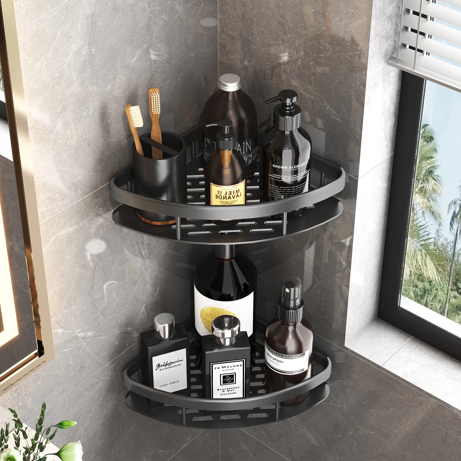 浴室収納ラックドリル棚なしウォールマウントコーナー棚シャワーホルダートイレシャンプーオーガナイザーバスルームアクセサリー