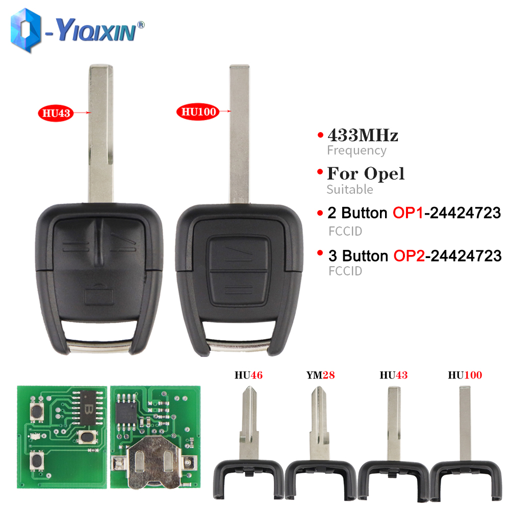 YIQIXIN 2/3 ボタン車のリモートキー 433Mhz オペルボクソールアストラ Mk4 ベクトラザフィーラオメガ 3 フロンテラ OP1 OP2 24424723 チップ Fob
