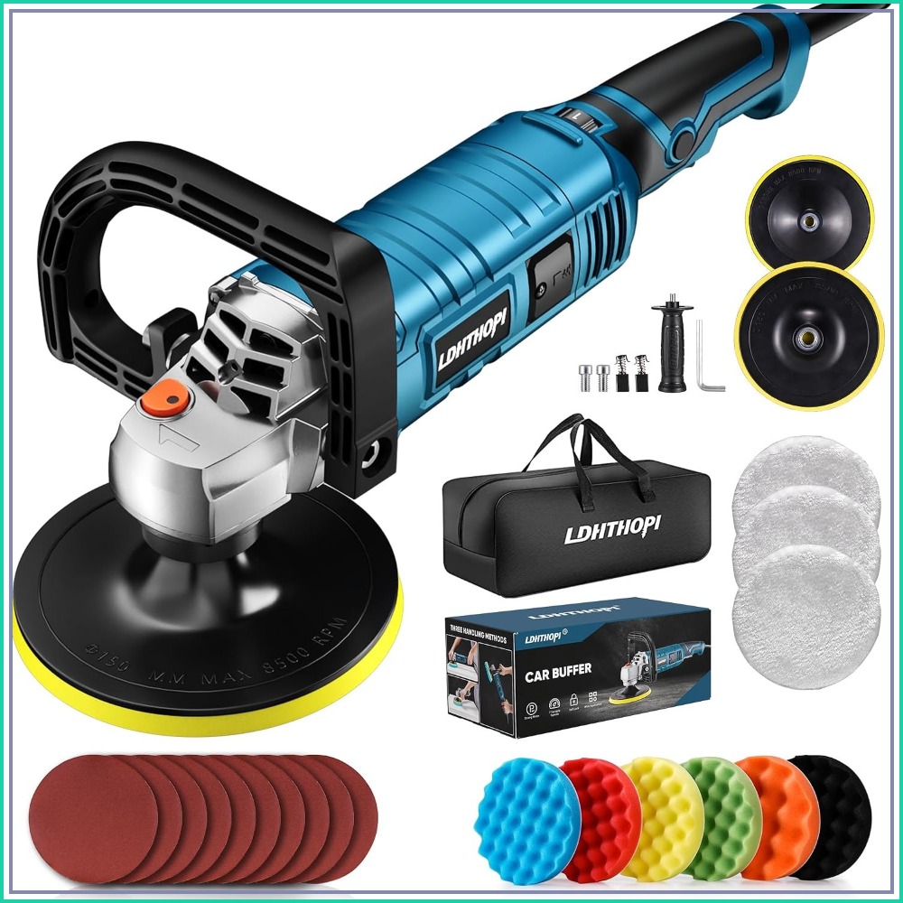 1600W 7インチロータリーバッファポリッシャー、7スピード1000-3500 RPM、カーディテイリング用の取り外し可能なハンドル