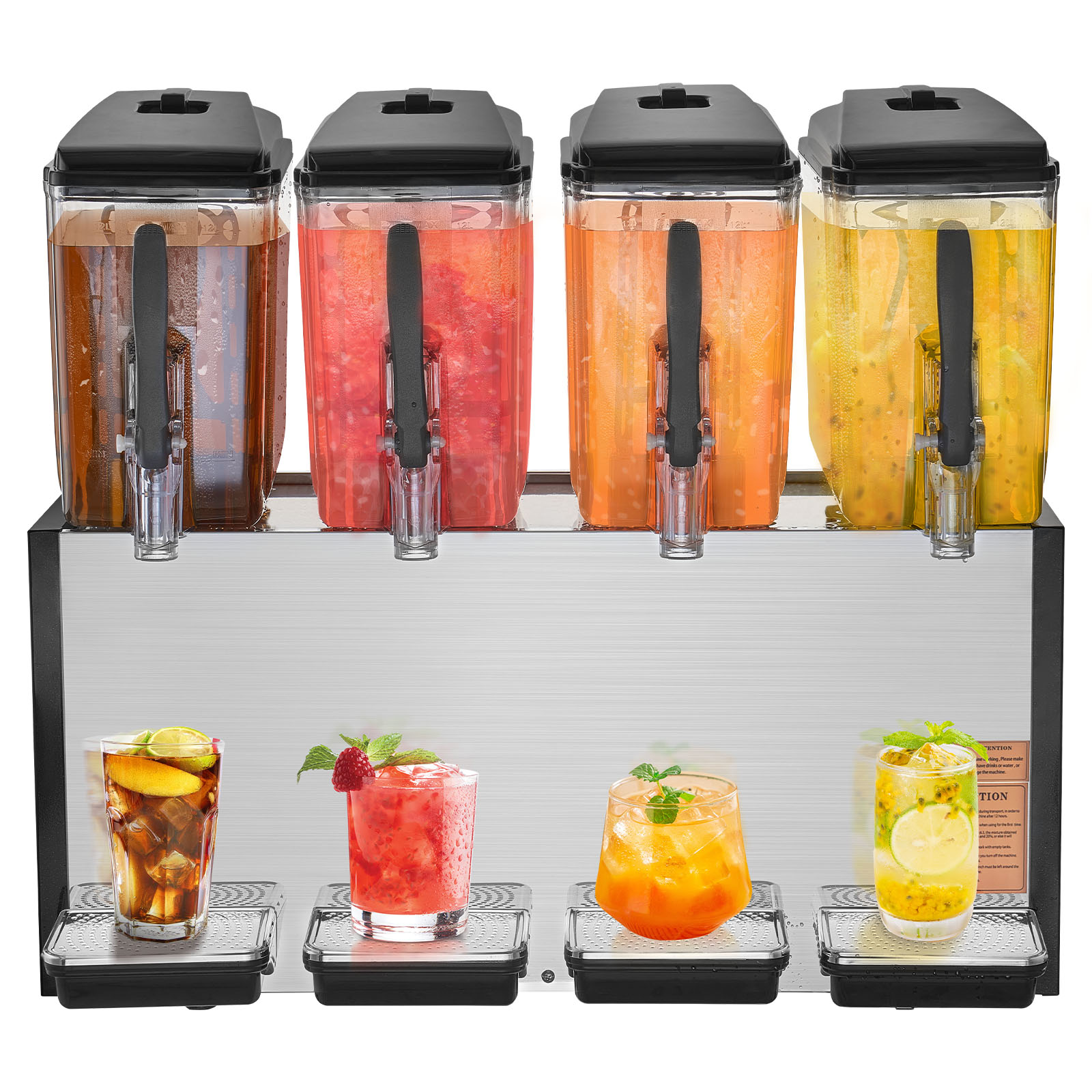 SucceBuy 4 タンク商業飲料ディスペンサー 10L/12L タンクあたりジュースディスペンサーステンレス鋼アイスティードリンクマシン