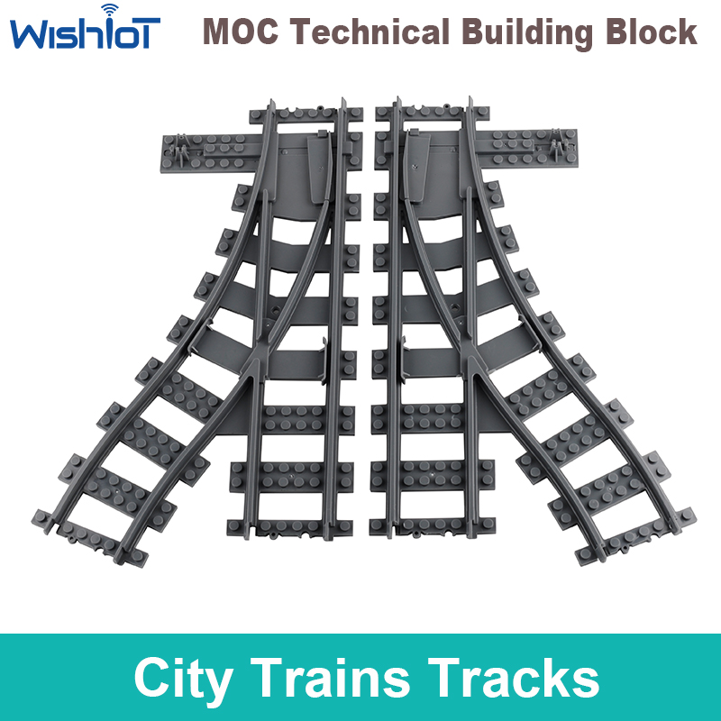 ビルディングブロック市内電車トラックソフトストレートカーブクロスレールリモコン Furcal トラック MOC クリエイティブ鉄道おもちゃ
