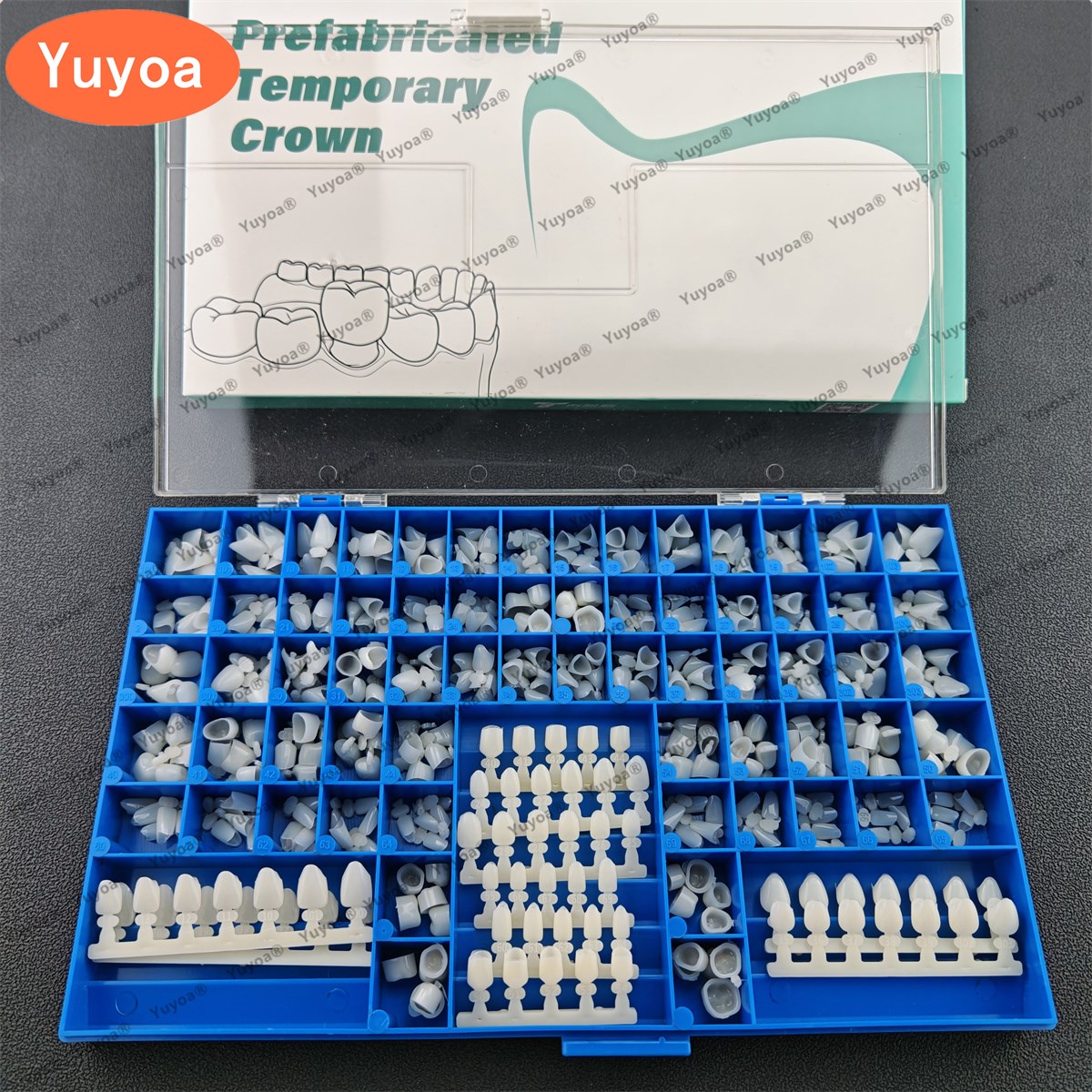 390 ピース/箱歯科一時的なクラウン 66 サイズクラウンモールドガイド小臼歯前尖頭歯