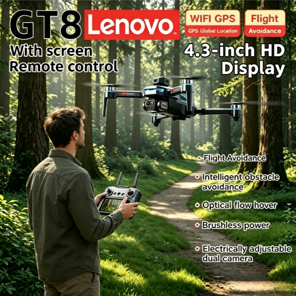 Lenovo GT8 ドローン 4K 8K プロフェッショナルカメラ障害物回避 FPV 折りたたみ式 RC ドローン 大画面リモコン付き