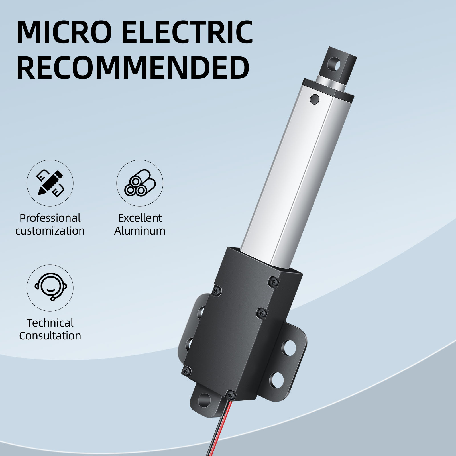 ミニ伸縮リニアアクチュエータ小型マイクロ 6V/12V/24VDC 電動往復リフティングリニアアクチュエータストローク範囲 10-200 ミリメートル