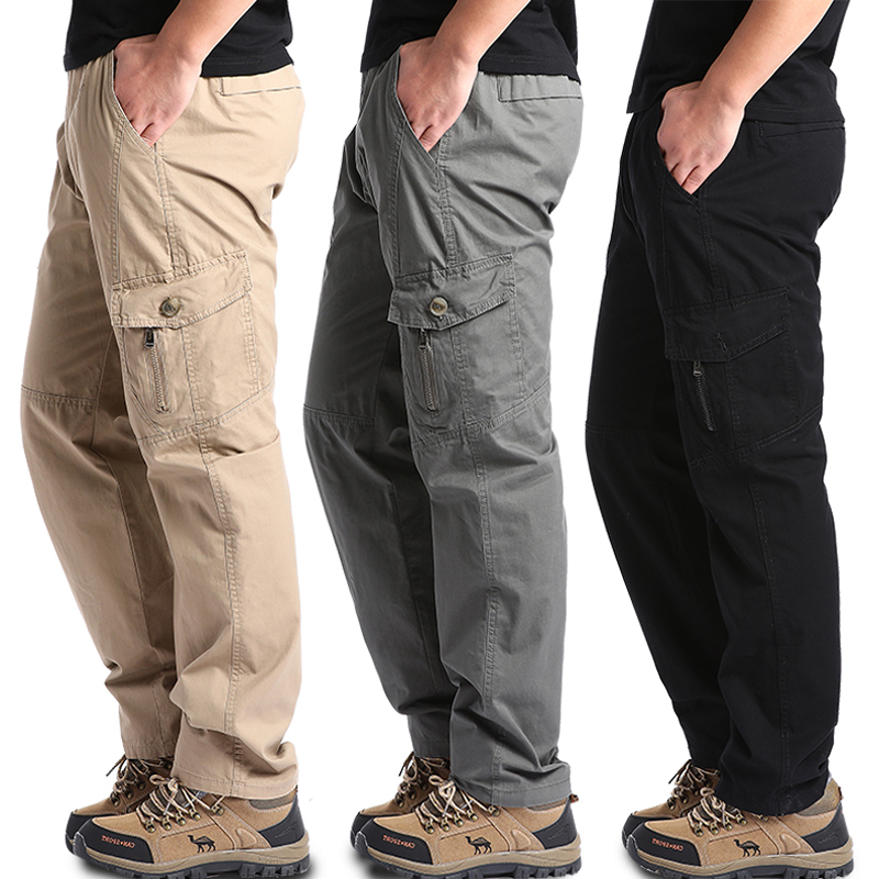 Men's Cotton Cargo Pants Casual Multiple Pocket Tacitcal Pants Spring Autumn Outdoor Camping Hiking Work Pants