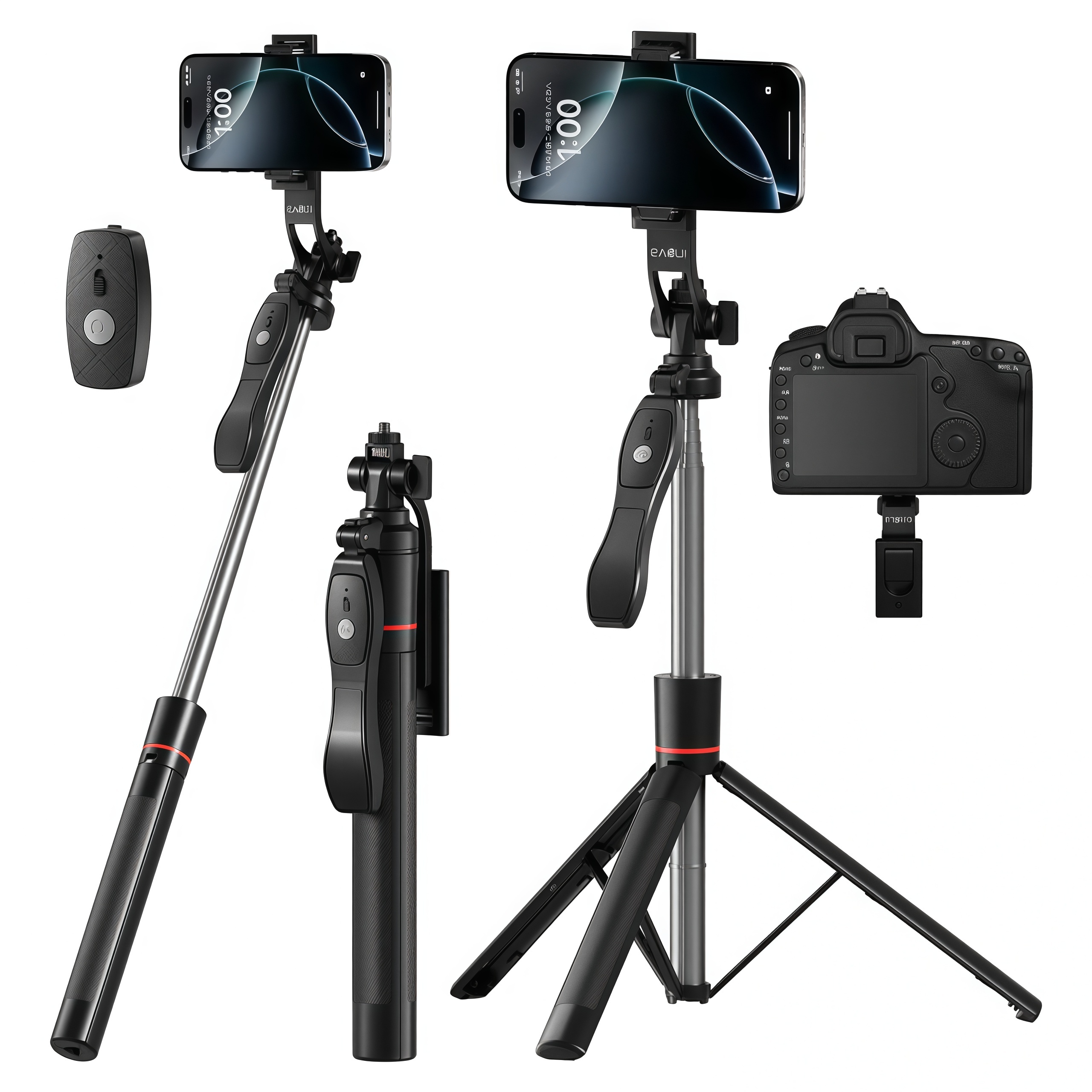 U17 1.7M 自撮り棒三脚、Bluetooth リモート、360 度回転、iPhone Android ライブ Vlog 写真撮影用