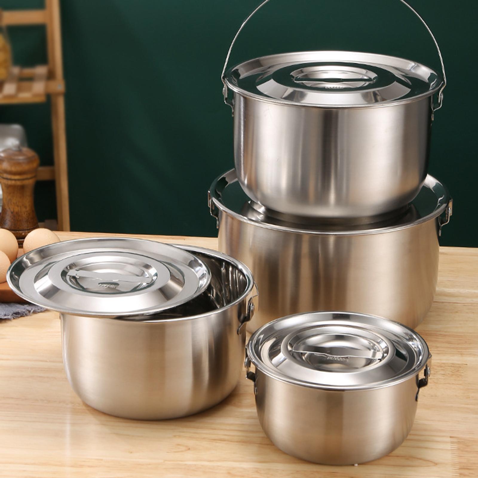 304 SUS 屋外キャンプポットハンドルと蓋付きハンギングキャンプ調理器具耐久性のある多機能蒸し、ボイル、フライヤーポット