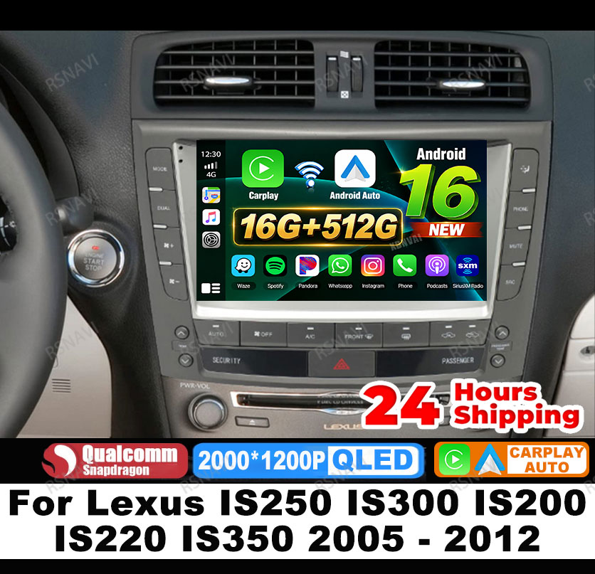 カーラジオ Android 16 レクサス IS250 IS300 IS200 IS220 IS350 2005 - 2012 4G LTE DVD Autoradio Viedo プレーヤーワイヤレス Carplay 自動