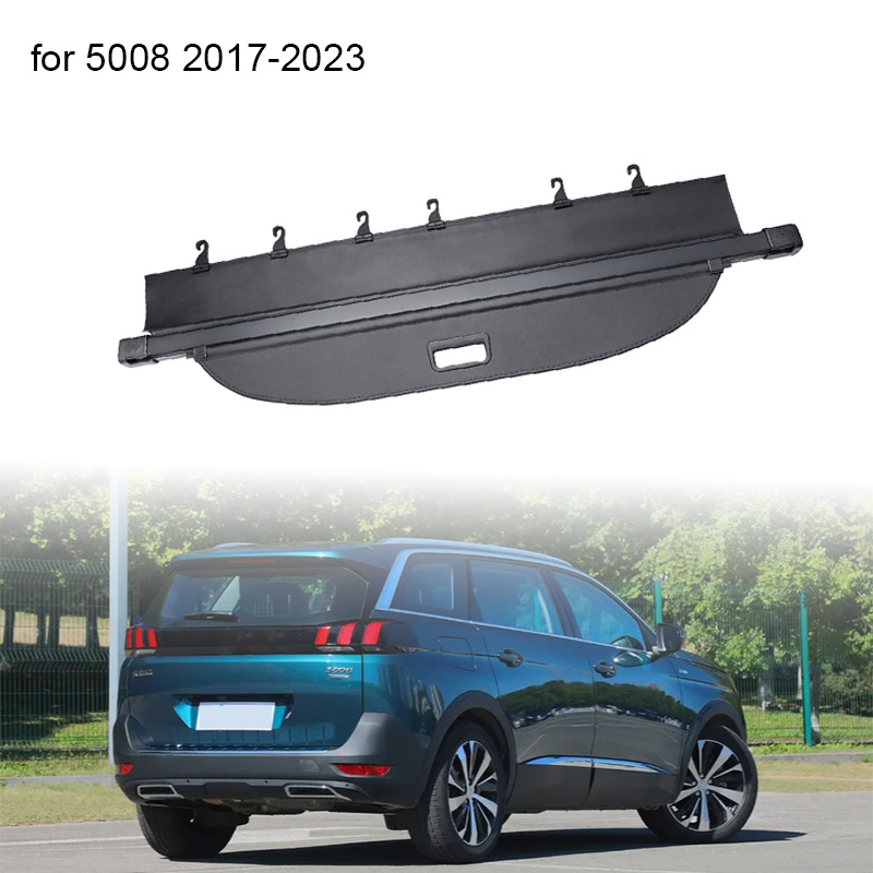 トランクカーテンカバーオーガナイザープジョー 5008 2017-2023 リアラックパーティションシェルターシールドシェード荷物貨物プライバシー収納