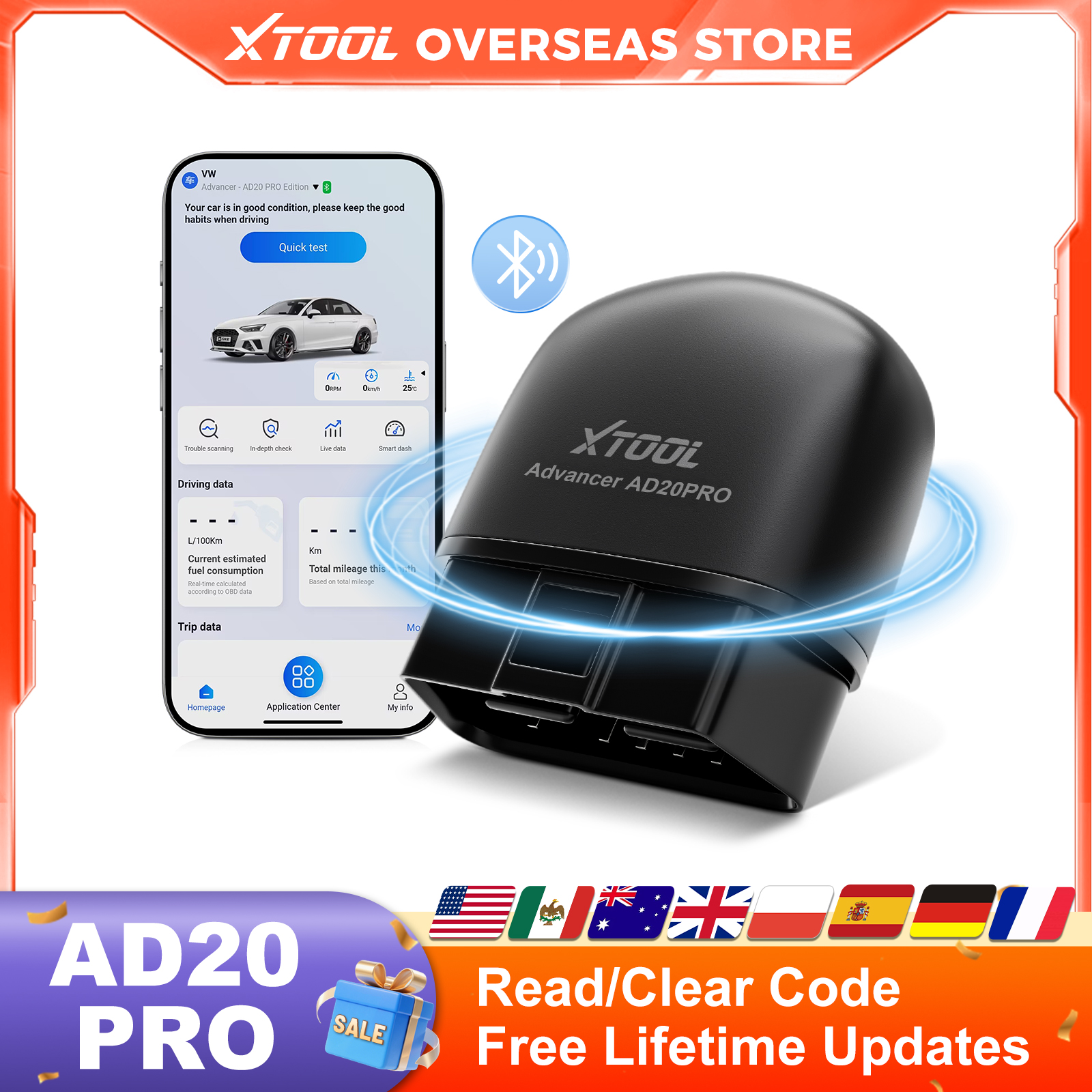 XTOOL AD20PRO OBD2 スキャナー チェック エンジン ライト IOS