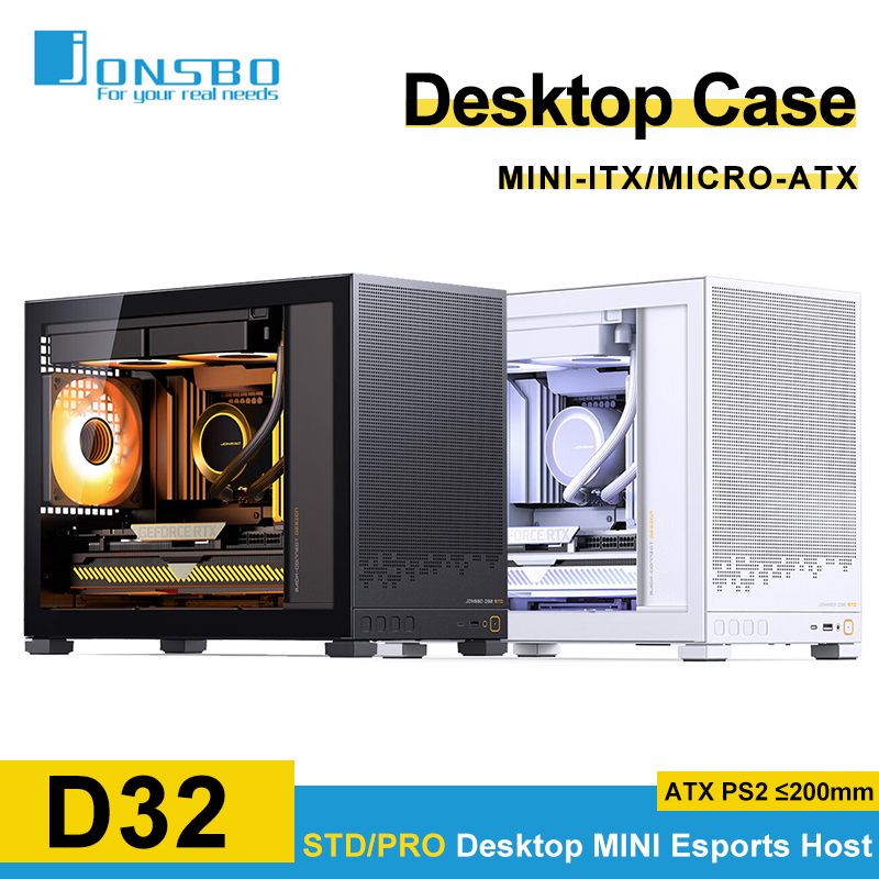 Jonsbo D32 STD/PRO デスクトップケース MINI-ITX MATX コンピュータオフィスシャーシサイド透明 PC ケースサポート 240 ミリメートル水冷