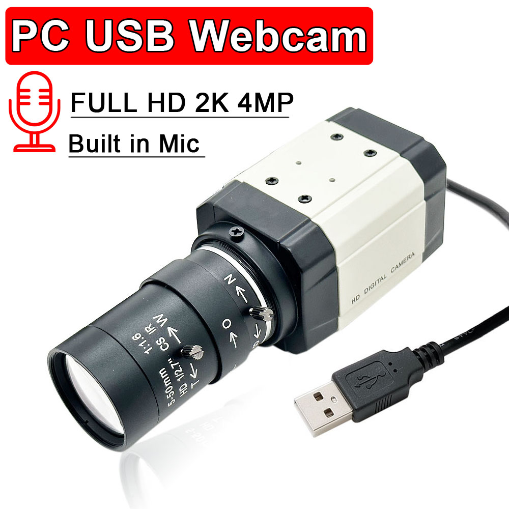 2K フルHD PC ノートパソコン用ウェブカメラ マイク付き 30fps USBカメラ 4MP 2.8-12mm 5-50mm バリフォーカル CSレンズ UVC プラグアンドプレイ OTG
