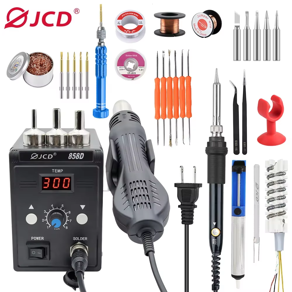 JCD ホットエアガン 858D BGA リワークはんだステーションブロワーヘアドライヤーヘアドライヤーはんだヒートガン 220V SMD SMT 溶接修理