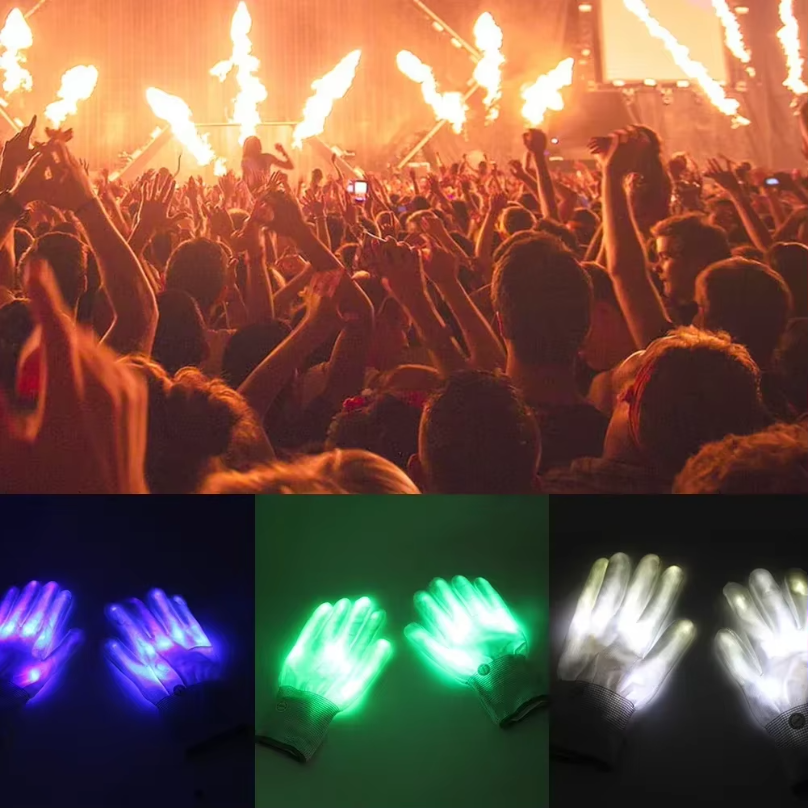 LED 手袋ネオン Guantes 光るハロウィンパーティーライト小道具発光点滅スカルグローブステージ衣装クリスマス用品