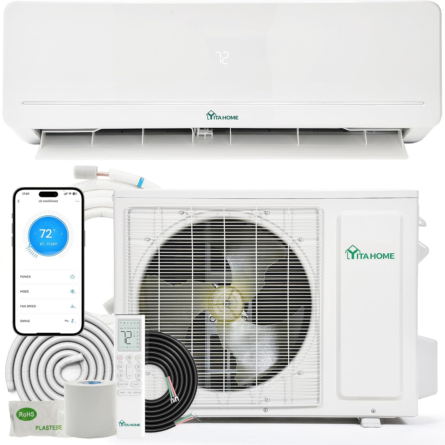 24000 BTU ミニ スプリット AC/暖房システム、ダクトレス スプリット ユニット AC および熱、230V 20 SEER2 エネルギー効率の高いインバーター エア、カスタム