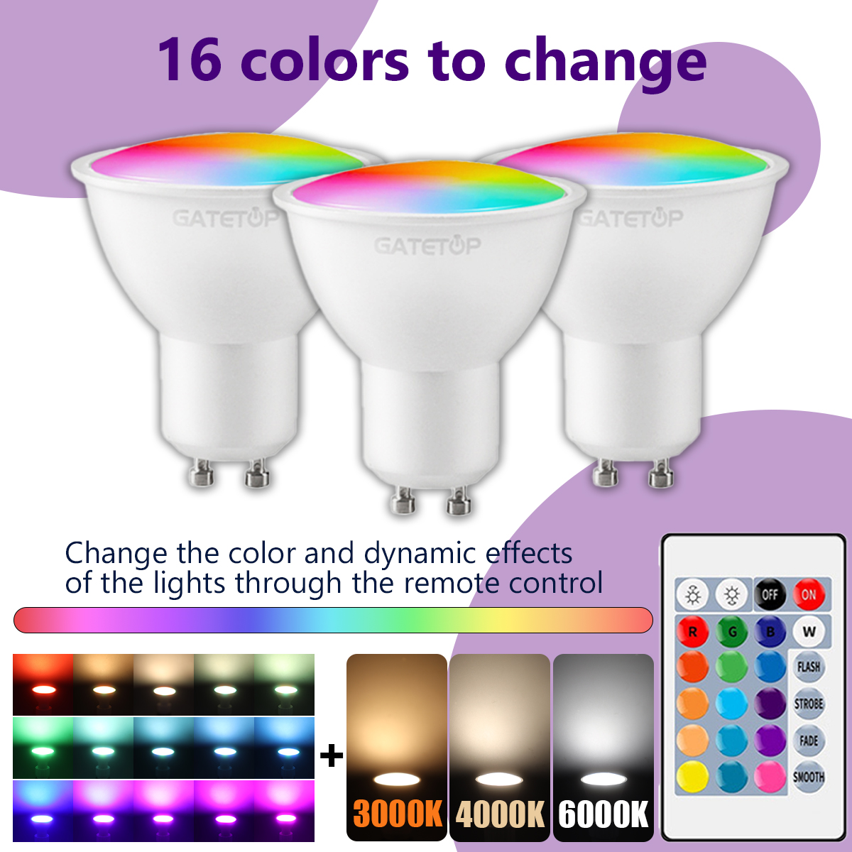1-10 個 RGB GU10 LED スポットライト電球 24 キーリモコン調光可能 6 ワット AC220V 110V カラフルな変化寝室リビングルームランプ