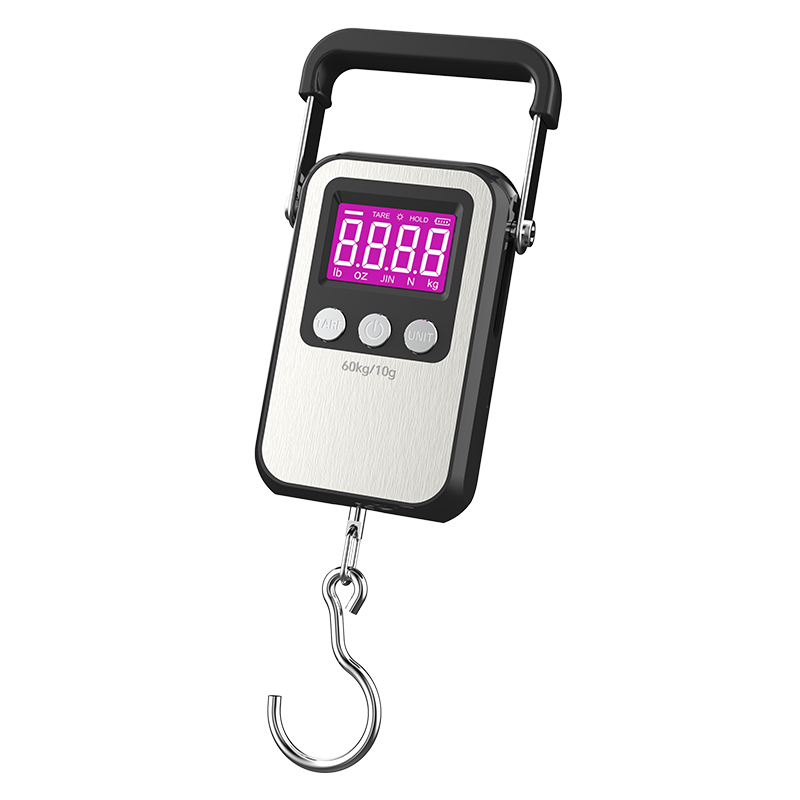 60 キロデジタル LCD 吊りフックスケール 10 グラム電子荷物魚鱗バッテリー/USB ステンレス鋼パネルハンドル秤量天秤