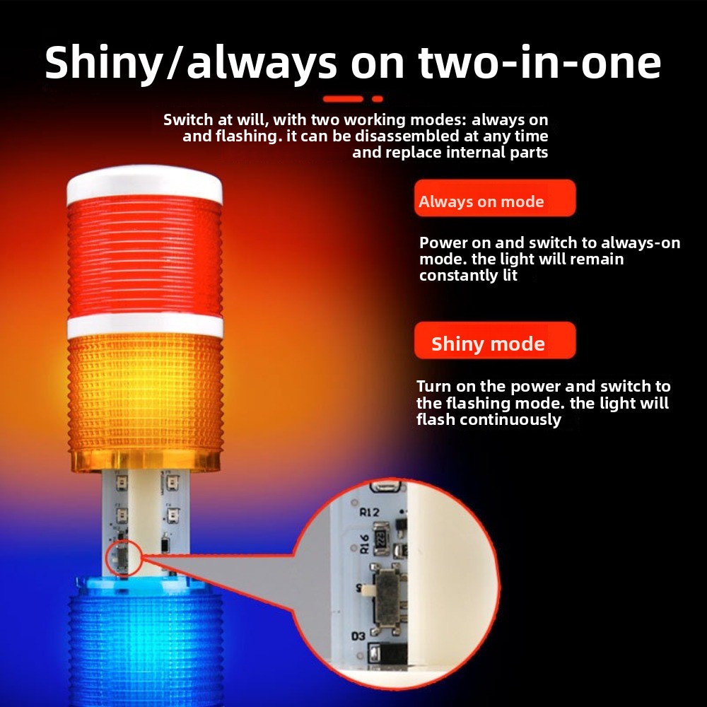 新しい 180 回転可能な Led シグナルタワーライト DC12-24V AC220V 定常点滅 Led スタックライトブザー信号警告灯付き