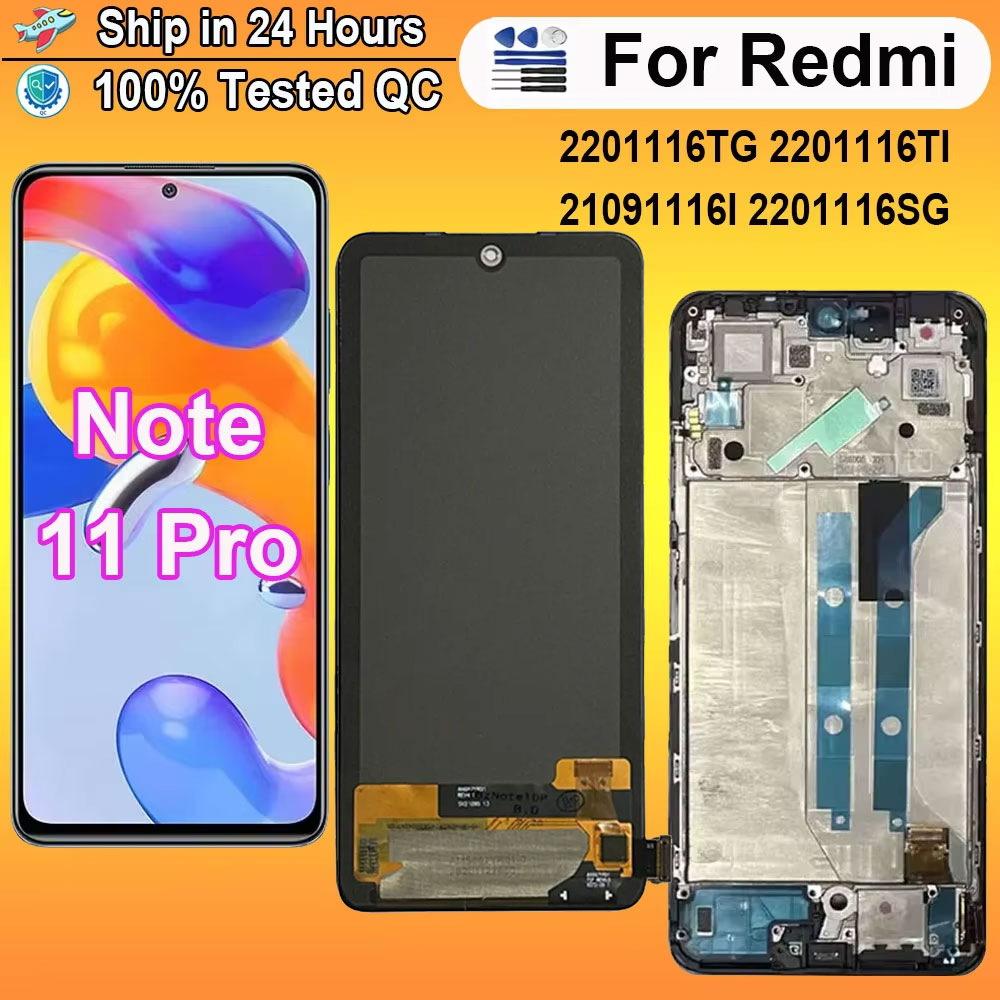 AMOLED スクリーン Redmi Note 11 Pro lcd ディスプレイフレームタッチデジタイザアセンブリ交換 Redmi Note11Pro 5 グラム 2201116SG
