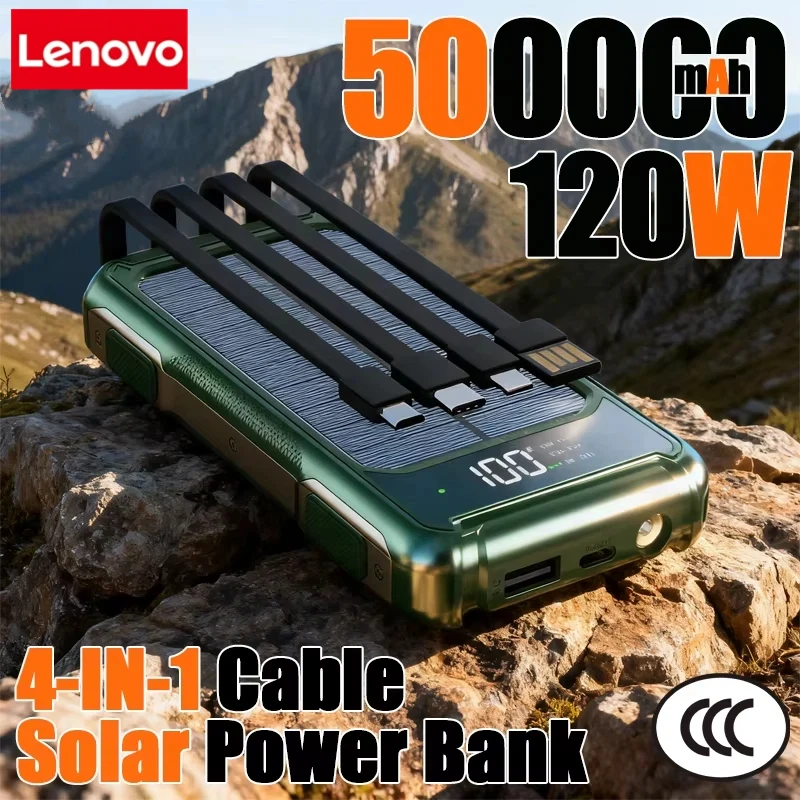レノボ 200000mAh ソーラージャンプスターター大容量 4-in-1 内蔵ケーブルインテリジェントデジタルディスプレイ電源 Iphone
