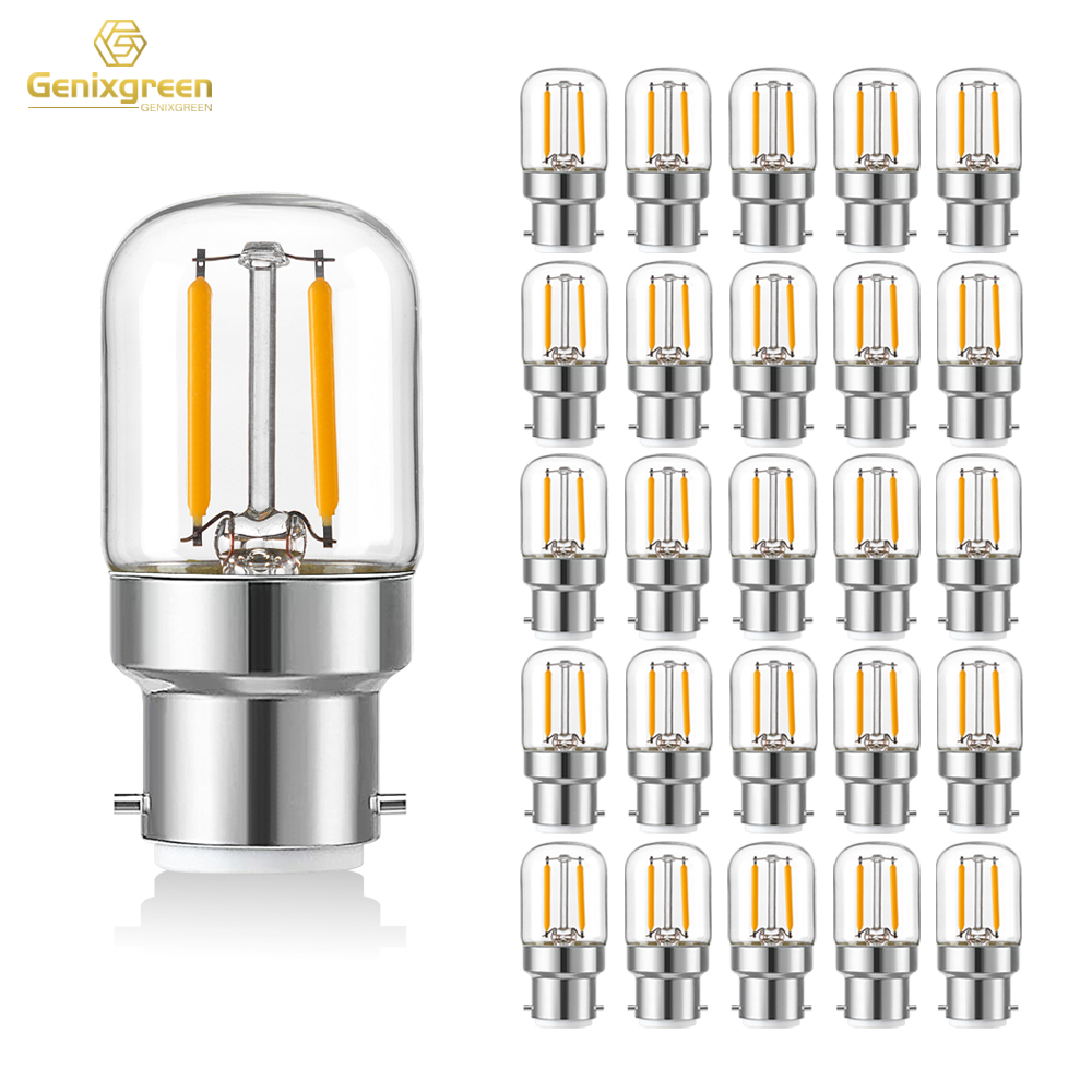 B22 バヨネットベース管状ミニ Led 電球 T28 1 ワットヴィンテージクリアガラスウォームホワイト 2700 18K 調光可能なホーム屋内装飾電球