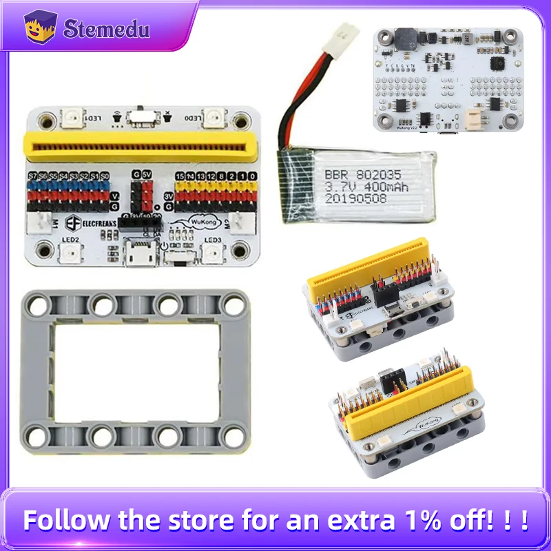 Elecfreaks Wukong Micro:Bit 拡張ボードアダプター機械式フィン​​ガープログラミングビルディングブロック教育プログラム学習