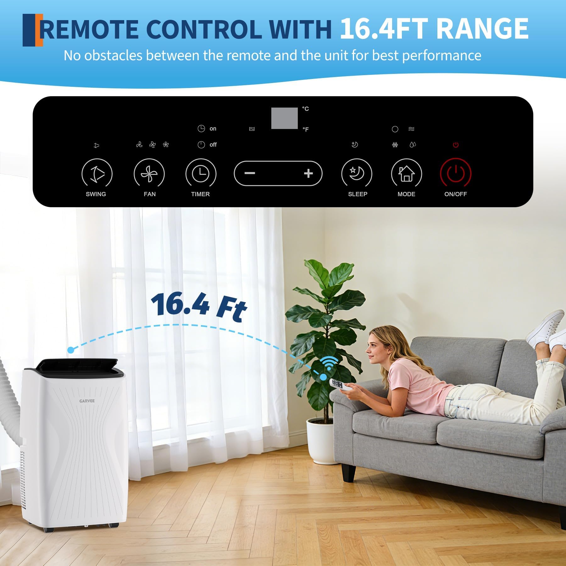 高効率 14000 BTU ポータブルエアコン 5 In 1 フロアスタンディング AC ユニット、冷却ファン除湿機付き、自動およびスリープモード、静かなモバイルエアコン、最大 650 平方フィートの部屋用、リモコン付き