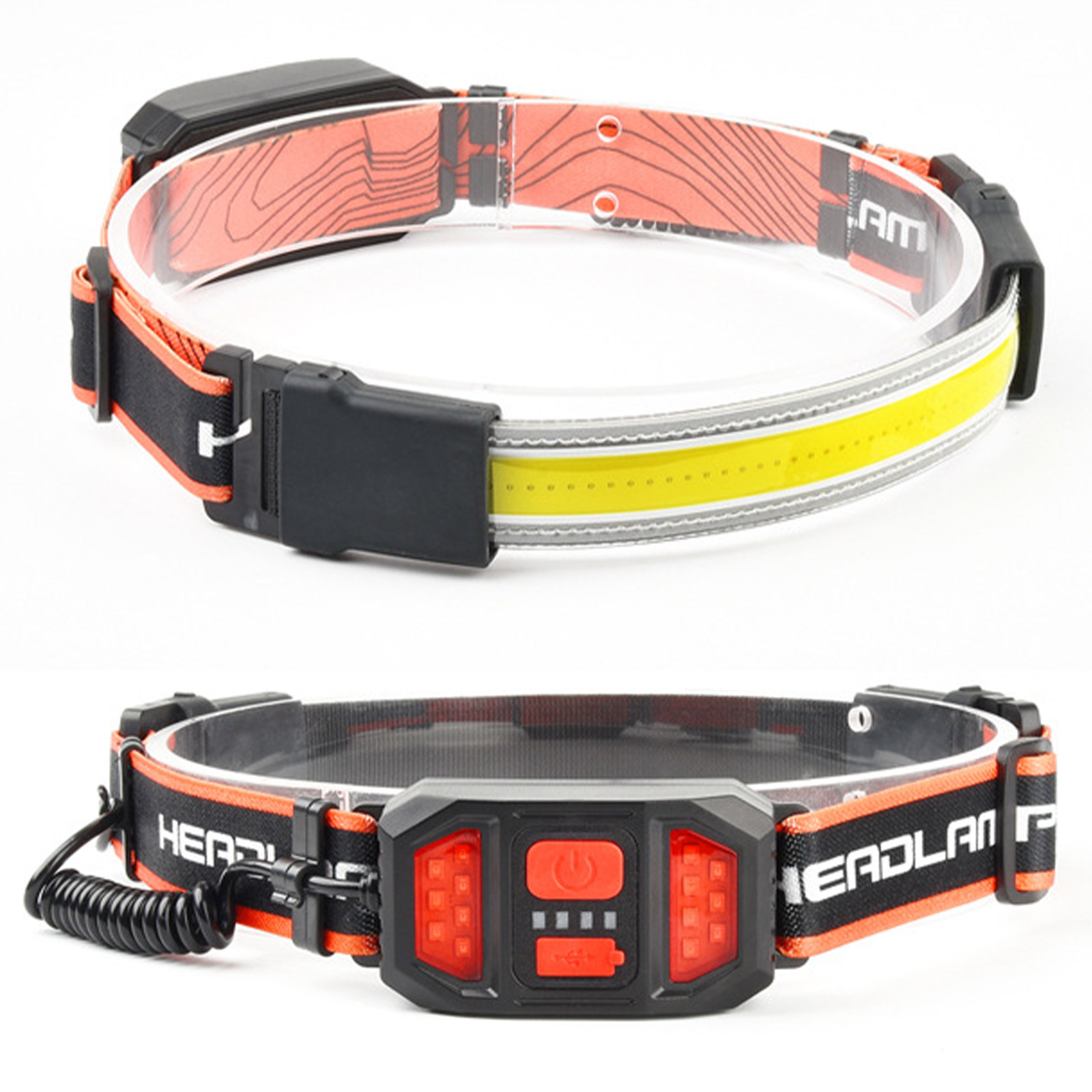 テールライト付き LED ヘッドランプ 安全ヘルメット用充電式ヘッドランプ 懐中電灯 ワイドビームヘッドライト ヘルメットアクセサリー