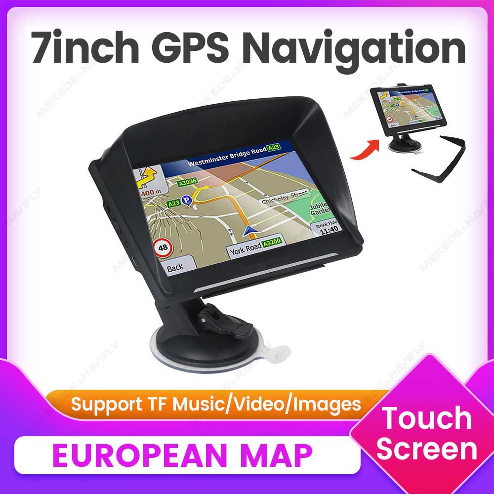 車の GPS ナビゲーション 7 インチタッチスクリーンヨーロッパ GPS ナビゲータートラックサンシェード衛星ナビマップ GPS ナビゲーターサポート TF 音楽 FM ビデオ